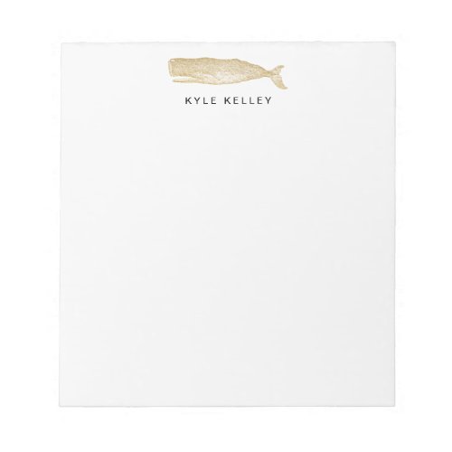 Nautical Personalized Notepad Gold Whale Notepad