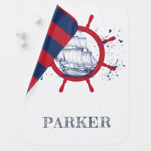Nautical Personalized Sailboat Baby Blanket