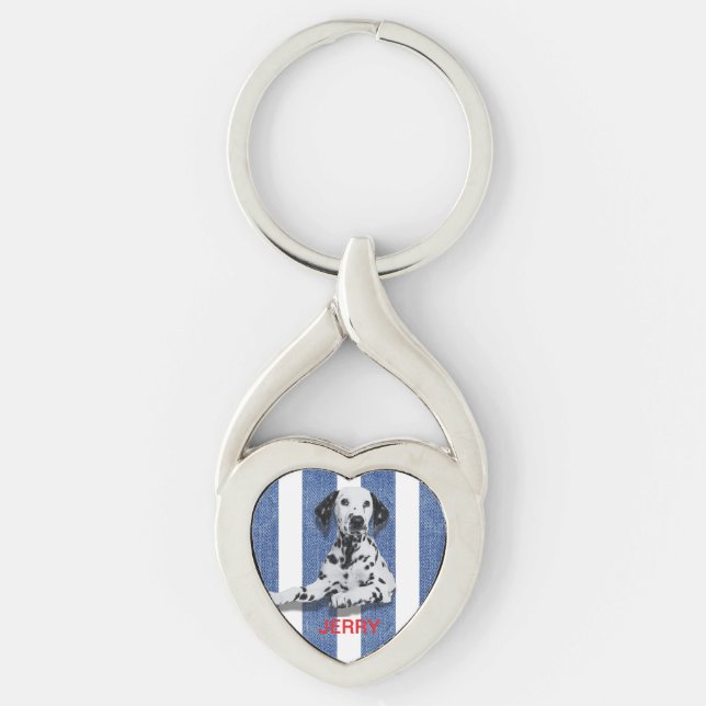 Nautical Pet Name & Photo Metal Keychain (Front)