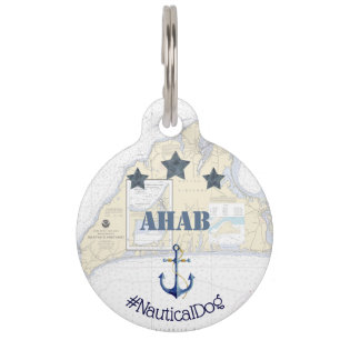 Nautical Pet Tag   Anchor Stars Martha's Vineyard