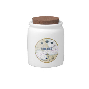 Nautical Pet Treat Jar San Francisco Bay with Name