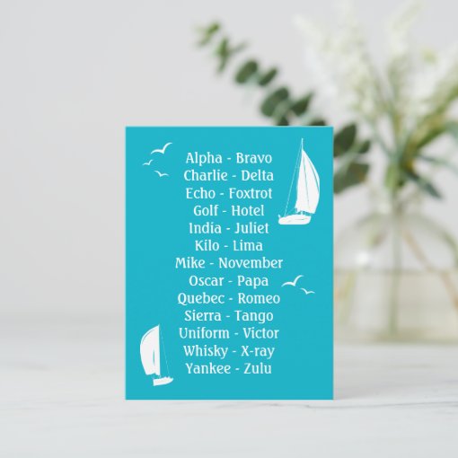Nautical Phonetic Alphabet Trainee Sailor Postcard | Zazzle