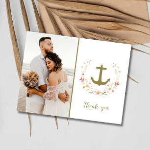 Nautical Photo Beach Wedding Thank You Postcard