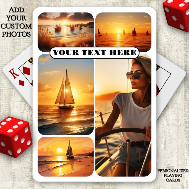 Nautical Photo Collage Sailor Playing Cards (Playing cards featuring a photo collage with your favorite nautical photos. Great for a sailor.)