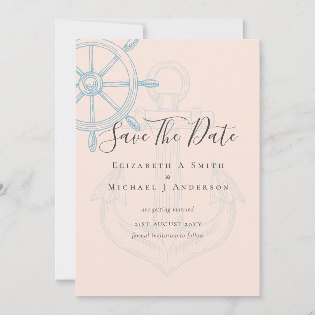 Nautical PHOTO Save Dates Modern Ocean Beach Sea Invitation (Front)