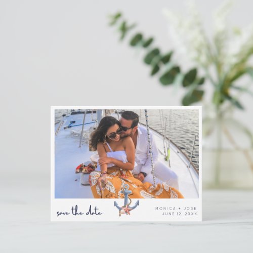 Nautical Photo Wedding Save the Date Announcement Postcard