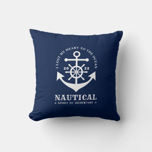 Nautical Pillow Anchor Badge Blue and White