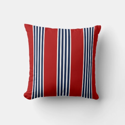 Nautical Pillow Blue White Red Maritime Throw Pillow