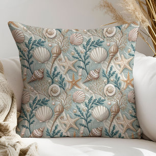 Nautical Pillow Light Brown and Pastel Blue Charm