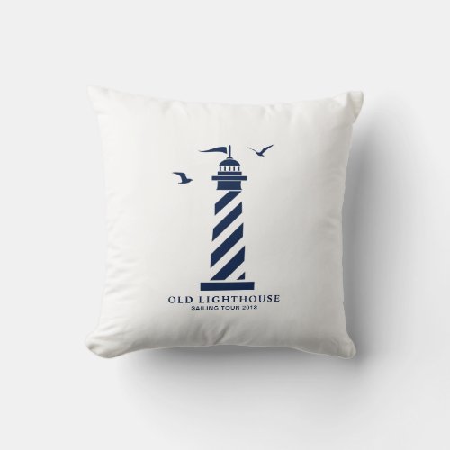 Nautical Pillow Lighthouse Blue and White Throw Pillow