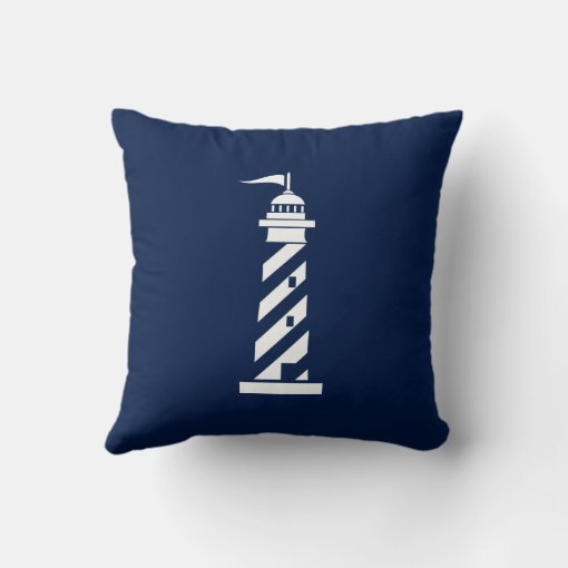 Nautical Pillow, Lighthouse, Blue, White, Maritime Throw Pillow Zazzle