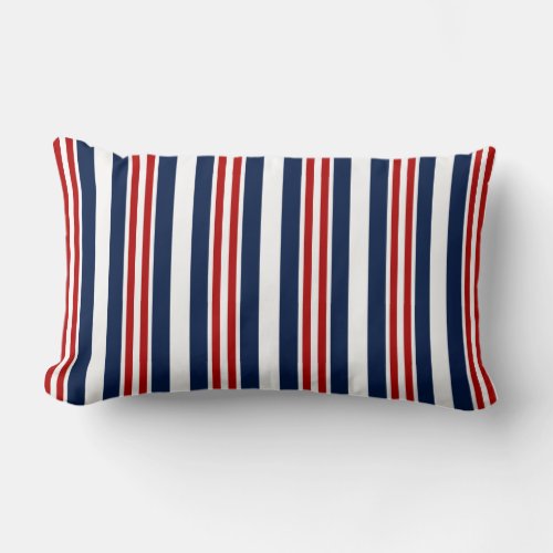 Nautical Pillow Nautical Stipes Red Blue White Lumbar Pillow