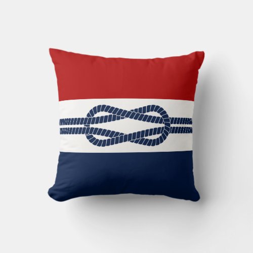 Nautical Pillow Rope Blue White Red Maritime Throw Pillow