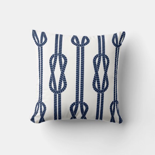 Nautical Pillow Rope Pattern Blue White Maritime Throw Pillow