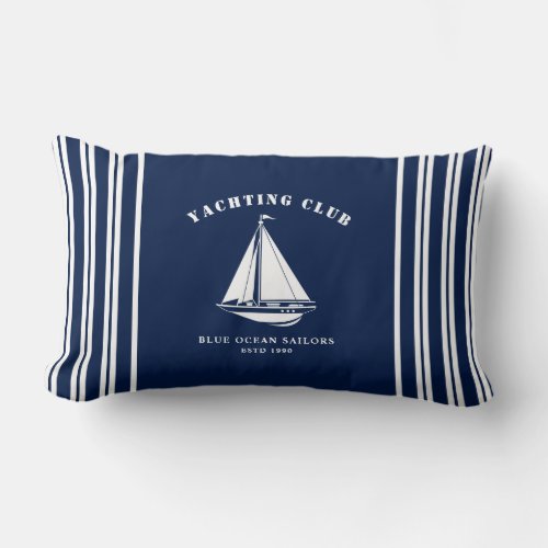 Nautical Pillow Sailboat Blue and White