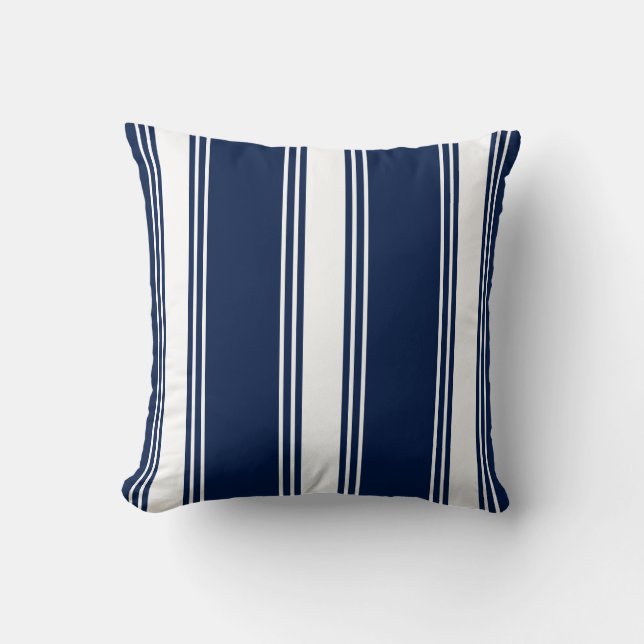Nautical Pillow, Stripes, Blue Striped Pillows (Front)