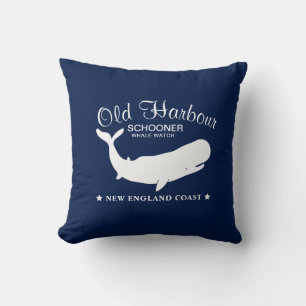 Nautical Pillow, Whale, Blue and White Pillow