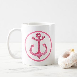 Nautical Pink Anchor Mug