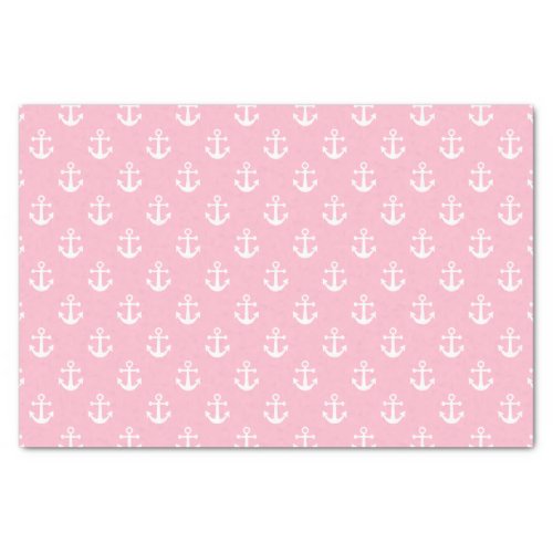Nautical Pink and White Anchor Pattern Tissue Paper