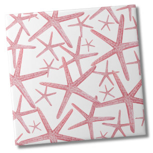 Nautical Pink Beach House Ceramic Tile