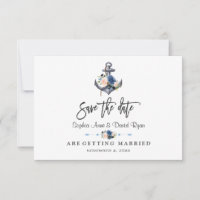 Nautical Pink Blush Blue Floral Anchor Wedding