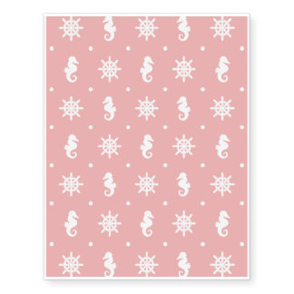 Nautical pink coral pattern temporary tattoos