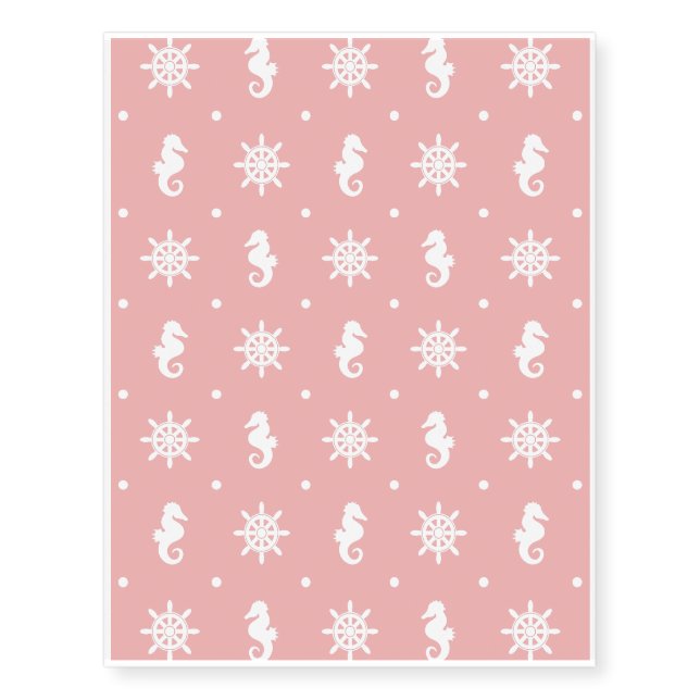 Nautical pink coral pattern temporary tattoos (Front)