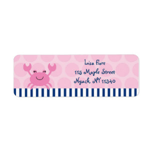 Nautical Pink Crab Address Labels