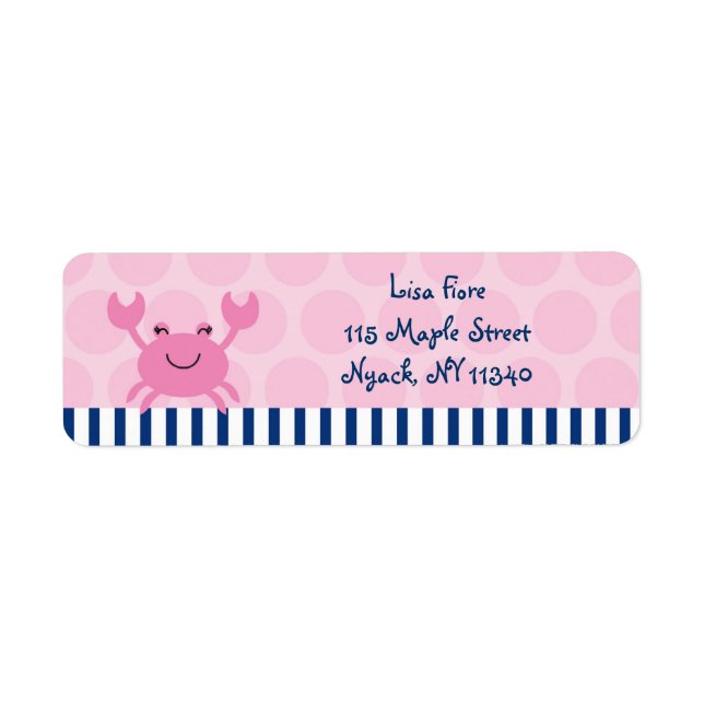 Nautical Pink Crab Address Labels (Front)