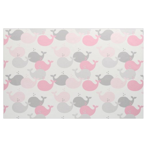 Nautical Pink Gray Whale Ocean Animals Sea Life  Fabric