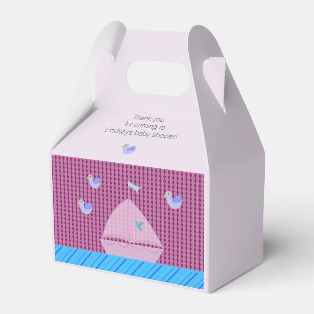 Nautical Pink Sailboat Favor Boxes (Front Side)