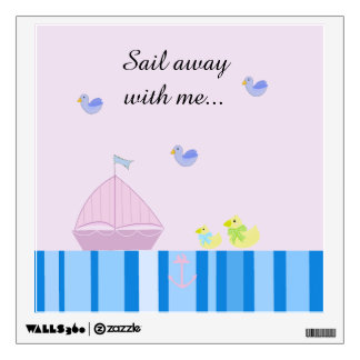 Nautical Pink Sailboat with Cute Saying Wall Sticker
