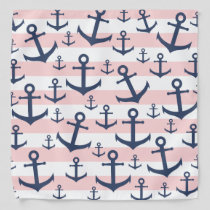Nautical pink stripe navy blue anchor pattern bandana