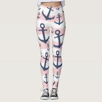 Nautical pink stripe navy blue anchor pattern