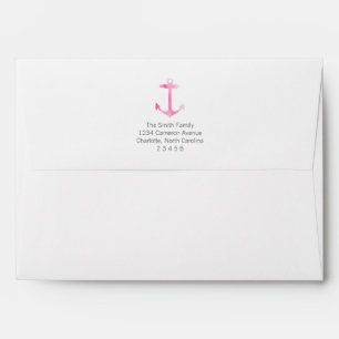 Nautical Pink Watercolor Wave Pattern Lined Envelope