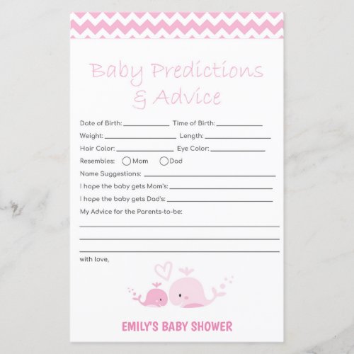 Nautical Pink Whale Baby Shower Game PRINTED