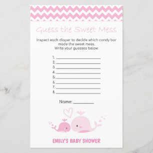 Nautical Pink Whale Baby Shower Game PRINTED