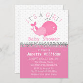 Nautical Pink Whale It's A Girl Baby Shower Invitation (Front/Back)