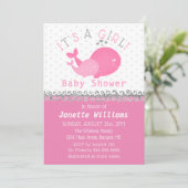 Nautical Pink Whale It's A Girl Baby Shower Invitation (Standing Front)