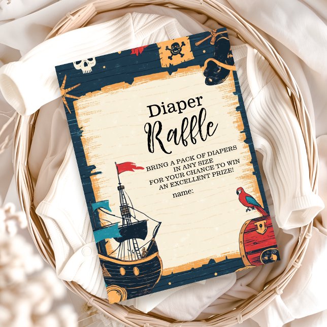 Nautical Pirate Baby Shower Diapper Raffle Enclosure Card (Creator Uploaded)