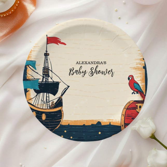 Nautical Pirate Baby Shower Paper Plates (Creator Uploaded)
