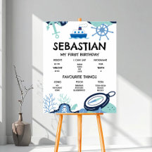 Nautical Pirate First Birthday Milestone Poster