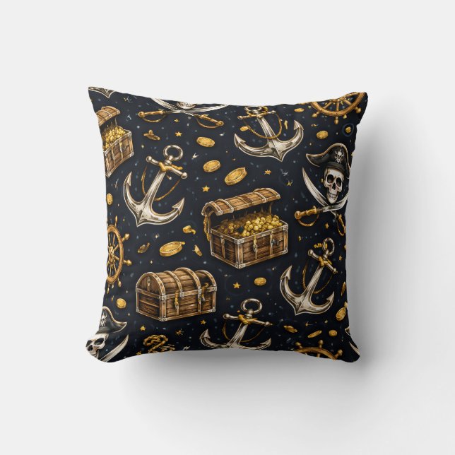 Nautical Pirate Pattern Pillow (Front)