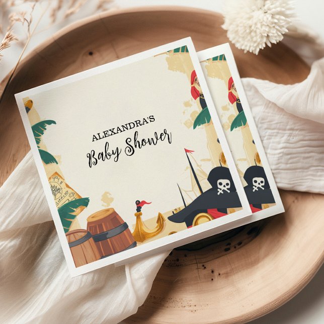 Nautical Pirate Ship Ahoy It's a Boy Napkins (Creator Uploaded)