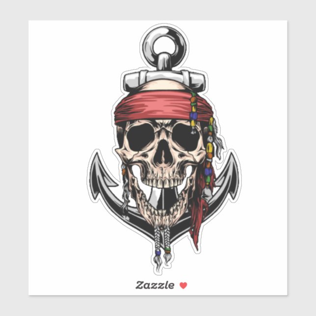 Nautical pirate skull sticker (Sheet)