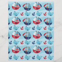 Nautical Pirate Whale Scrapbook Paper