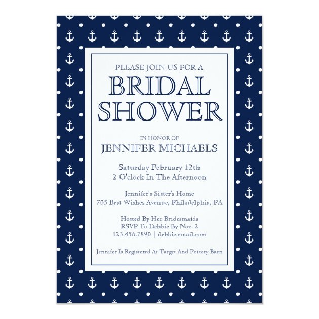 Nautical Polka Dot Bridal Shower Invitation