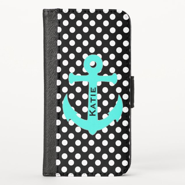 Nautical Polka Dot iPhone Wallet Case (Front)