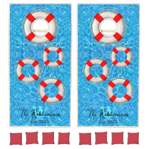 Nautical Pool Family Monogram Custom Cornhole Set