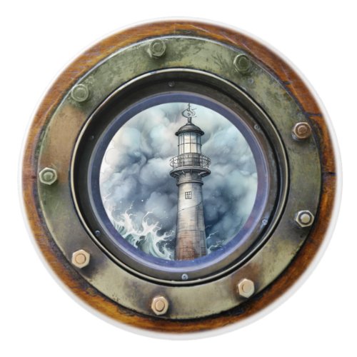 Nautical Porthole Lighthouse Ceramic Drawer Knobs